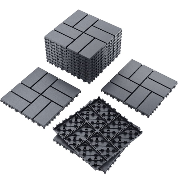 54 Pack Plastic Interlocking Deck Tiles, Patio Deck Tile, 12"x12" Indoor Outdoor Non-Slip and Waterproof Patio Floor Decking Tiles for Garden Yard Walkway Balcony Porch Poolside