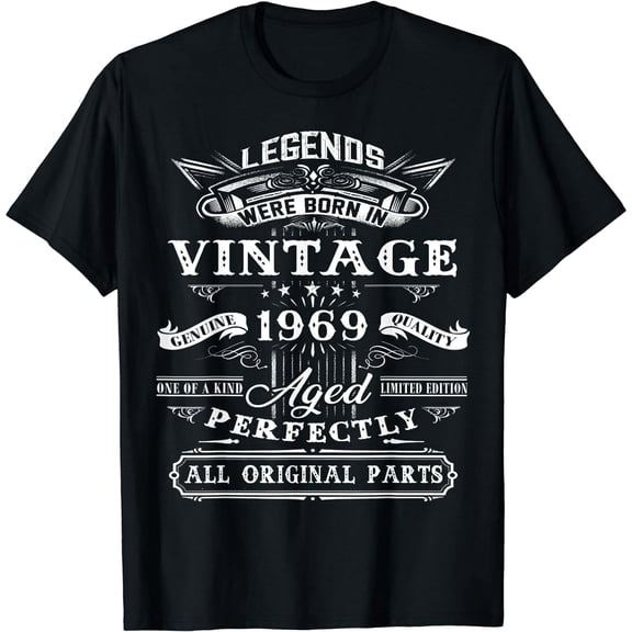 54th Birthday Gift For Men Born 1969 Black Casual T-Shirt Gift