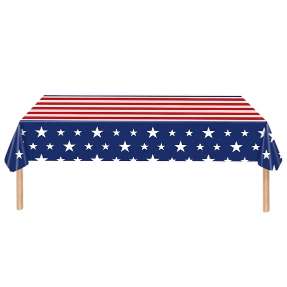 54x108 Inch 4th of July Tablecloth – Patriotic Independence Day US Flag Rectangle Table Cover.