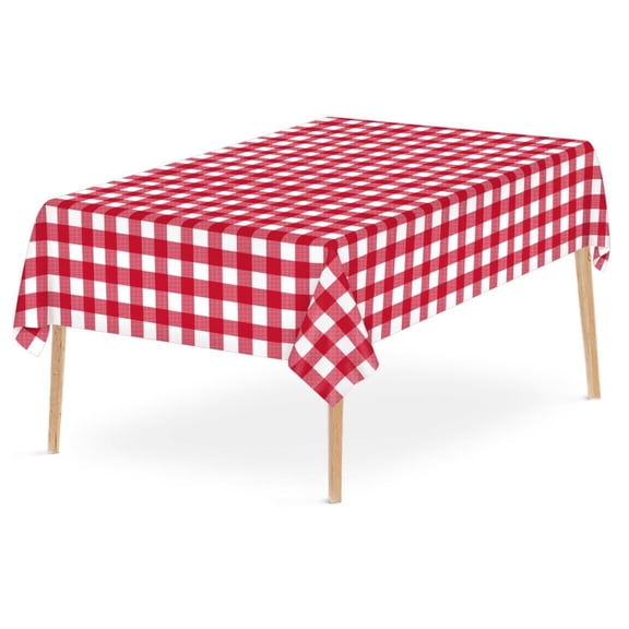 54x108in Disposable Plaid Plastic Tablecloth, Waterproof Oil-Proof PEVA Table Cover, Red 137x274cm