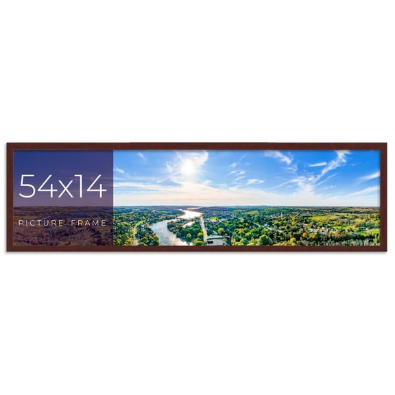 54x14 Frame Brown Solid Wood Picture Frame Width 0.75 Inches | Interior Frame Depth 0.5 Inches |