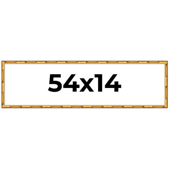 54x14 Frame Gold Bamboo Solid Wood Picture Frame | 0.75 Inch Moulding Width | Interior Frame Depth