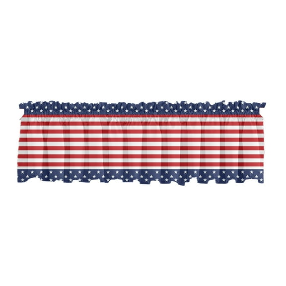 54x18 Inch 4th of July Valances for Windows Patriotic Stars and Stripes Rod Pocket Valance Curtains Red White and Blue Decorations for Memorial Day Independence Day Home Kitchen Party Supplies