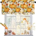 thumbnail image 1 of 54x18 Inches Fall Harvest Pumpkin Thanksgiving Window Treatment Valance Maple Leaf Sunflower Autumn Family Party Decor Kitchen Bathroom Living Room Decorations Polyester Rod Pocket, 1 of 6