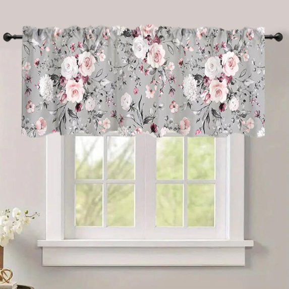 54x18 Inches Green Misty Forest Window Treatment Valance Tree Mountain Kitchen Blackout Drapes Bathroom Bedroom Living Room Polyester Fabric Curtains Decorations Supplies