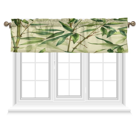 54x18 Inches Valance Curtain Bamboo Pattern Window Curtains Rod Pocket Design for Kitchen Living Room Bedroom