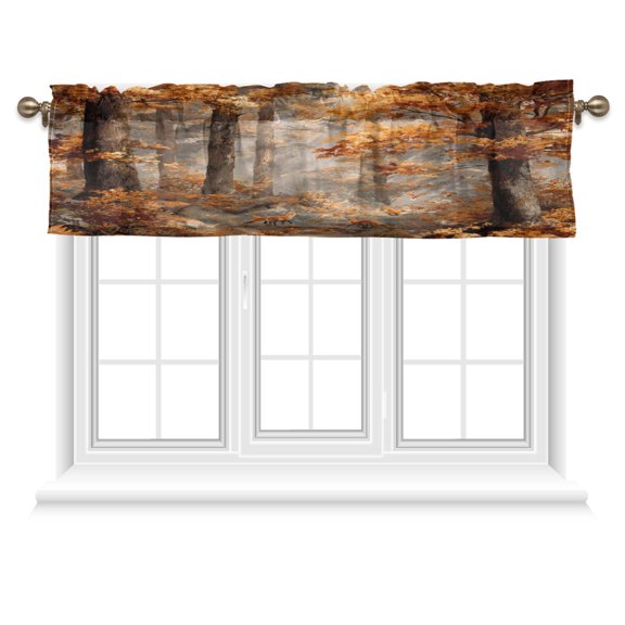 54x18 Inches Valance Curtain Beautiful Autumn Forest Window Curtains Rod Pocket Design for Kitchen Living Room Bedroom