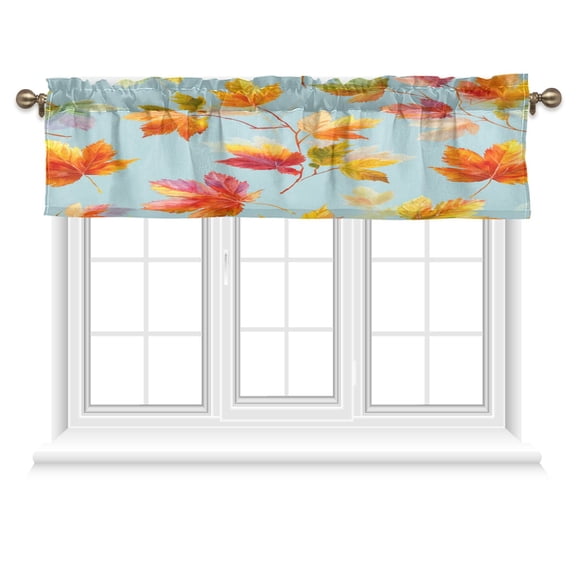 54x18 Inches Valance Curtain Colorful Autumn Maple Leaves Window Curtains Rod Pocket Design for Kitchen Living Room Bedroom