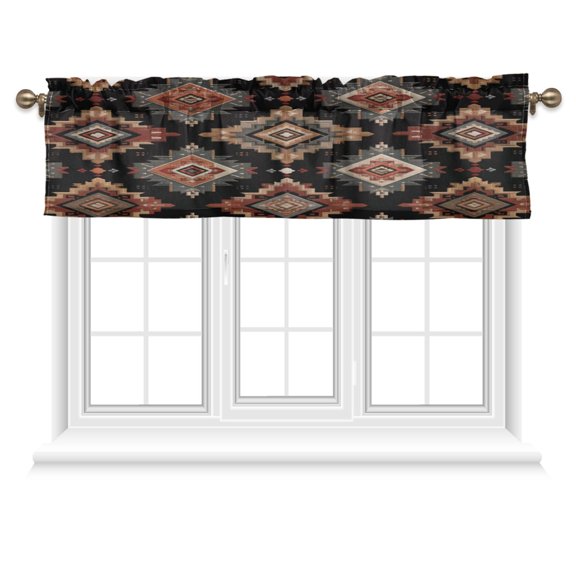 54x18 Inches Valance Curtain Earthy Tones Rhombus Shape Window Curtains Rod Pocket Design for Kitchen Living Room Bedroom