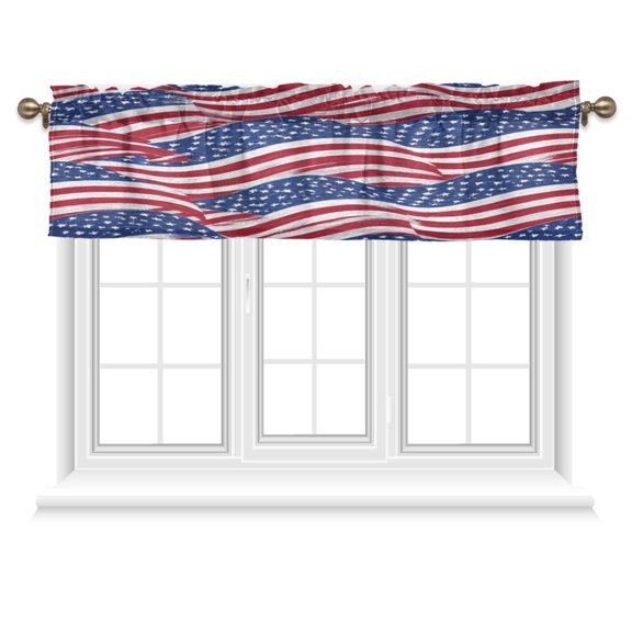 54x18 Inches Valance Curtain Flags Wave Pattern Window Curtains Rod Pocket Design for Kitchen Living Room Bedroom