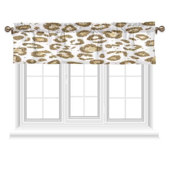 54x18 Inches Valance Curtain Gold Leopard Print Pattern Window Curtains Rod Pocket Design for Kitchen Living Room Bedroom