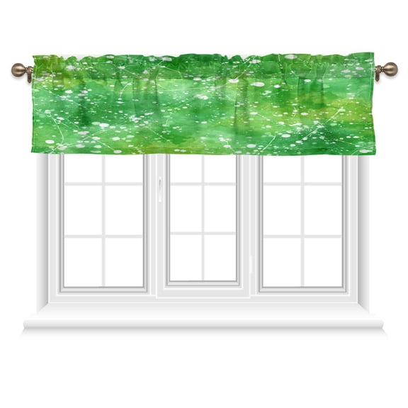 54x18 Inches Valance Curtain Green Ink Splatter Pattern Window Curtains Rod Pocket Design for Kitchen Living Room Bedroom