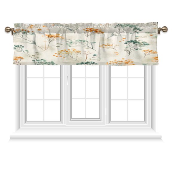 54x18 Inches Valance Curtain Green and Orange Small Flowers Window Curtains Rod Pocket Design for Kitchen Living Room Bedroom