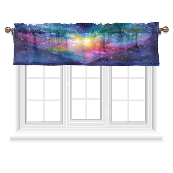 54x18 Inches Valance Curtain Heart with Galaxy Background Window Curtains Rod Pocket Design for Kitchen Living Room Bedroom