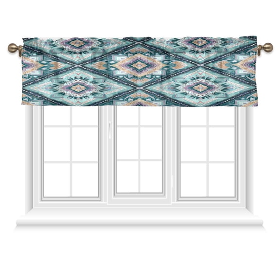 54x18 Inches Valance Curtain Pastel Blue Shape Pattern Window Curtains Rod Pocket Design for Kitchen Living Room Bedroom