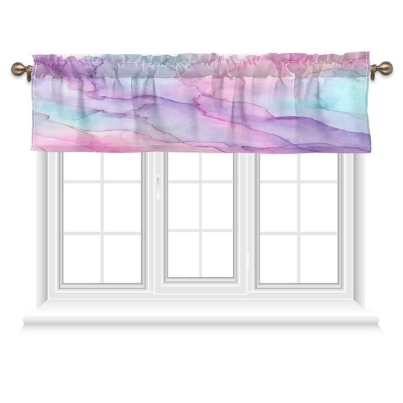 54x18 Inches Valance Curtain Pastel Pink Marble Texture Window Curtains Rod Pocket Design for Kitchen Living Room Bedroom