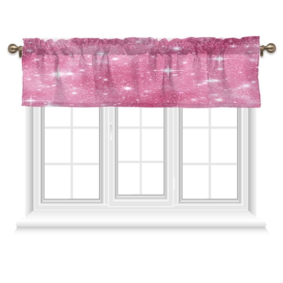 54x18 Inches Valance Curtain Pink Glitter Background Window Curtains Rod Pocket Design for Kitchen Living Room Bedroom