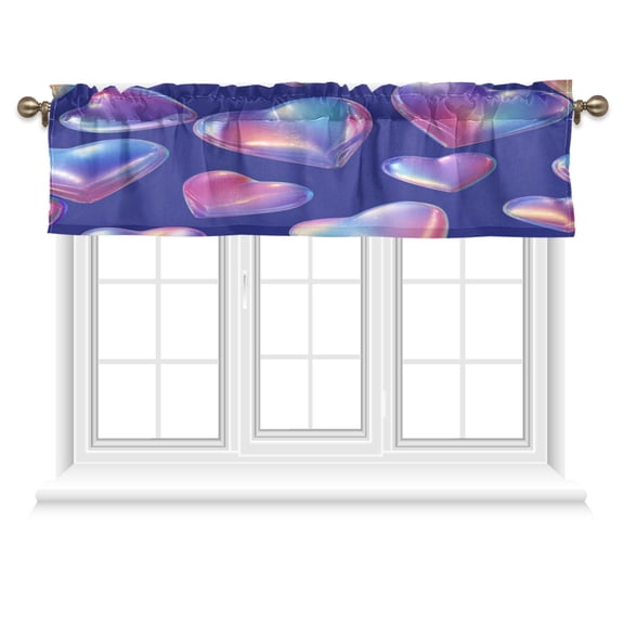 54x18 Inches Valance Curtain Pink-purple Hearts Window Curtains Rod Pocket Design for Kitchen Living Room Bedroom