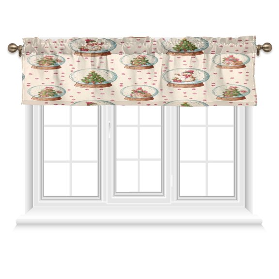 54x18 Inches Valance Curtain Snow Globe Pattern Window Curtains Rod Pocket Design for Kitchen Living Room Bedroom