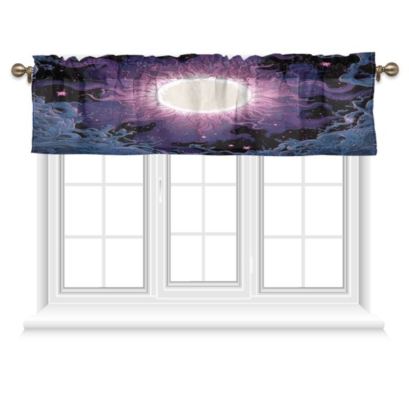 54x18 Inches Valance Curtain Solar Vortex Window Curtains Rod Pocket Design for Kitchen Living Room Bedroom