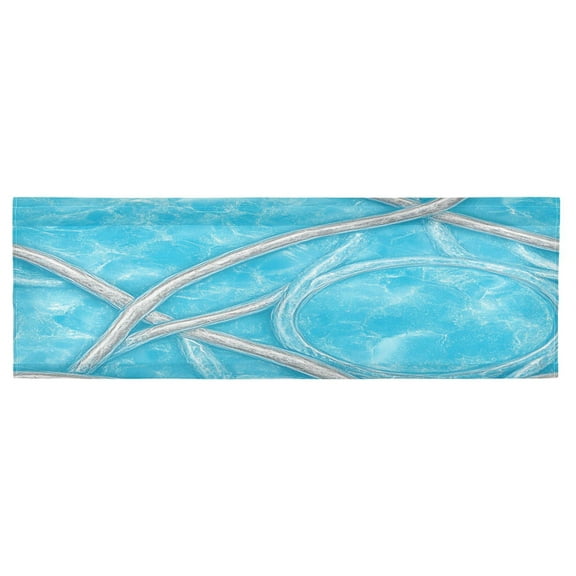 54x18in Blue Water Surface Pattern Printed Valance Curtain, Semi Sheer and UV Protection, Easy Install