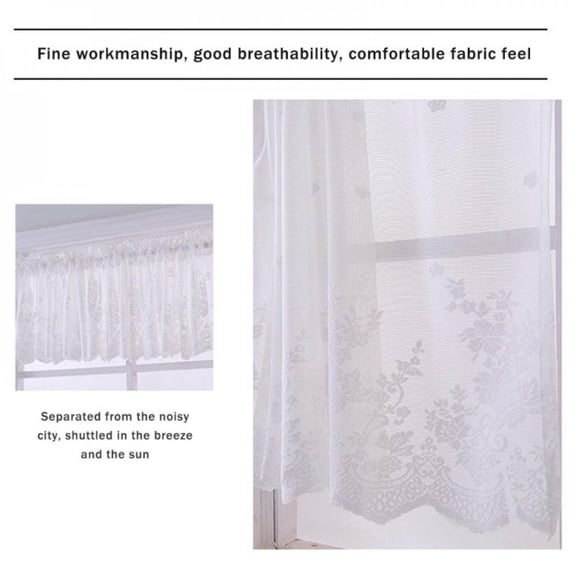 54x35" 1 Panel Nordic Style Lace Short Curtains Rod Pocket Light Filtering Decor Curtain Window Curtains Rod Pocket Window Drapes