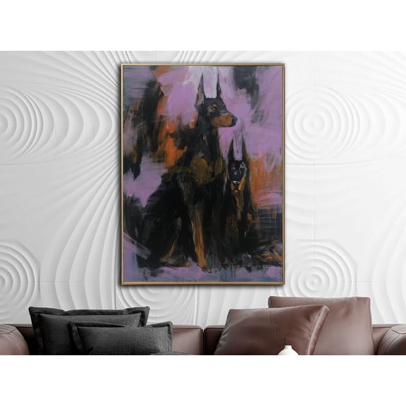 54x40" Large Abstract Doberman Painting Canvas Dog Painting Romantic Wall Art Modern Oil Wall Art