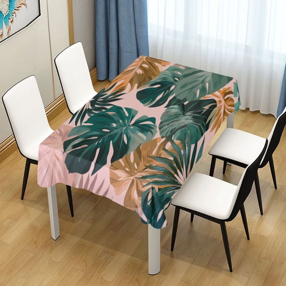 54x54 Inch Tablecloth Polyester Square Tablecloth for Home Kitchen Dinner Decor Abstract Tropical Leaves Pattern