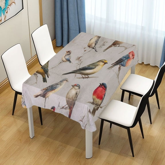 54x54 Inch Tablecloth Polyester Square Tablecloth for Home Kitchen Dinner Decor Birds Pattern
