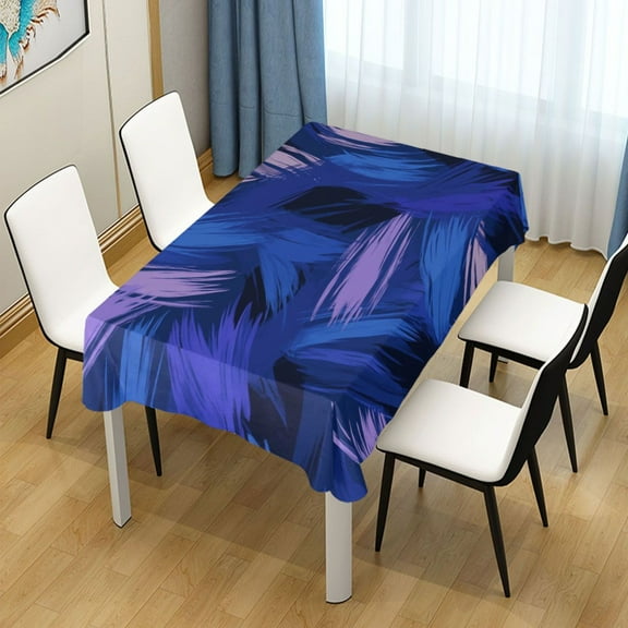 54x54 Inch Tablecloth Polyester Square Tablecloth for Home Kitchen Dinner Decor Blue and Purple Brushstrokes