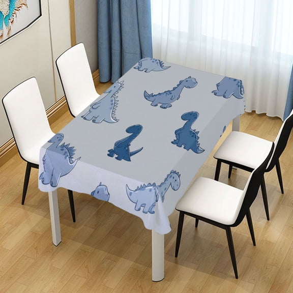 54x54 Inch Tablecloth Polyester Square Tablecloth for Home Kitchen Dinner Decor Cute Blue Dinosaurs