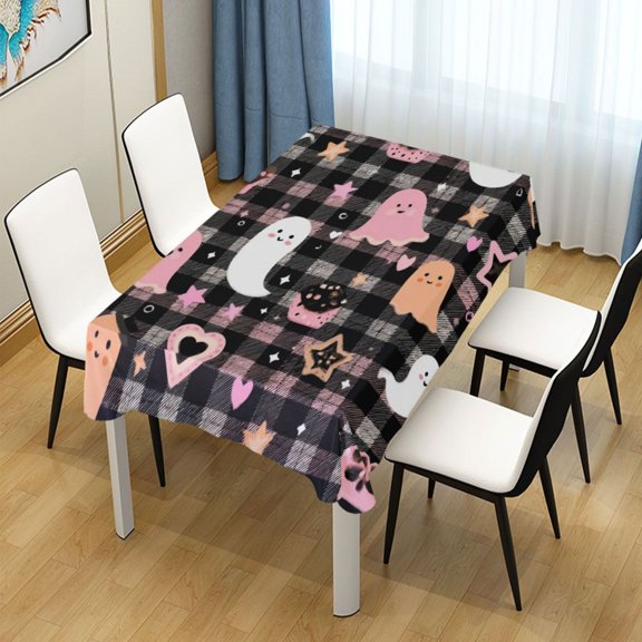 54x54 Inch Tablecloth Polyester Square Tablecloth for Home Kitchen Dinner Decor Cute Pastel Ghost Pattern