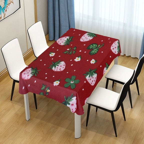 54x54 Inch Tablecloth Polyester Square Tablecloth for Home Kitchen Dinner Decor Cute Pink Strawberry Pattern