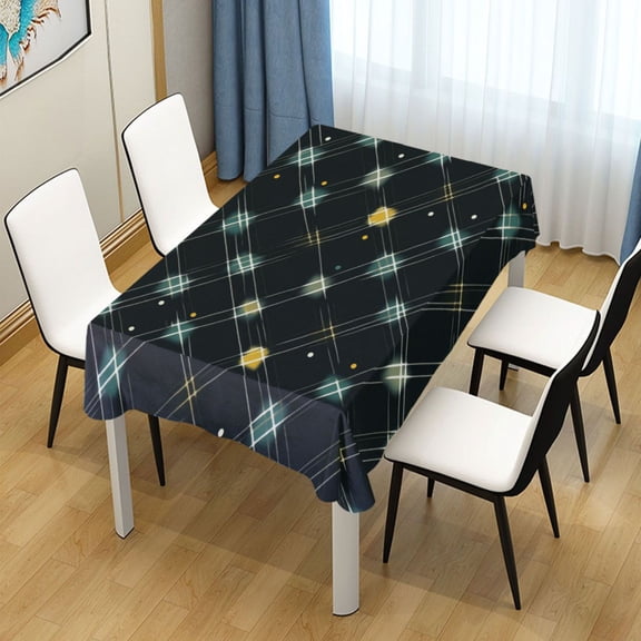 54x54 Inch Tablecloth Polyester Square Tablecloth for Home Kitchen Dinner Decor Dark Green and Black Lattice