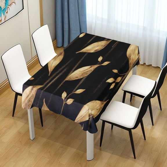54x54 Inch Tablecloth Polyester Square Tablecloth for Home Kitchen Dinner Decor Delicate Gold Leaf Pattern