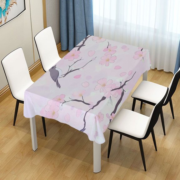 54x54 Inch Tablecloth Polyester Square Tablecloth for Home Kitchen Dinner Decor Elegant Pink Flower