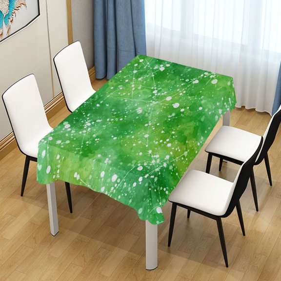 54x54 Inch Tablecloth Polyester Square Tablecloth for Home Kitchen Dinner Decor Green Ink Splatter Pattern