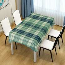 54x54 Inch Tablecloth Polyester Square Tablecloth for Home Kitchen Dinner Decor Green Tartan Pattern