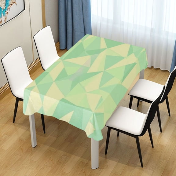 54x54 Inch Tablecloth Polyester Square Tablecloth for Home Kitchen Dinner Decor Light Green Triangles