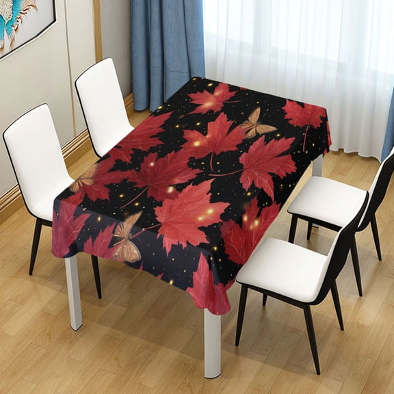 54x54 Inch Tablecloth Polyester Square Tablecloth for Home Kitchen Dinner Decor Maple Leaves and Fireflies