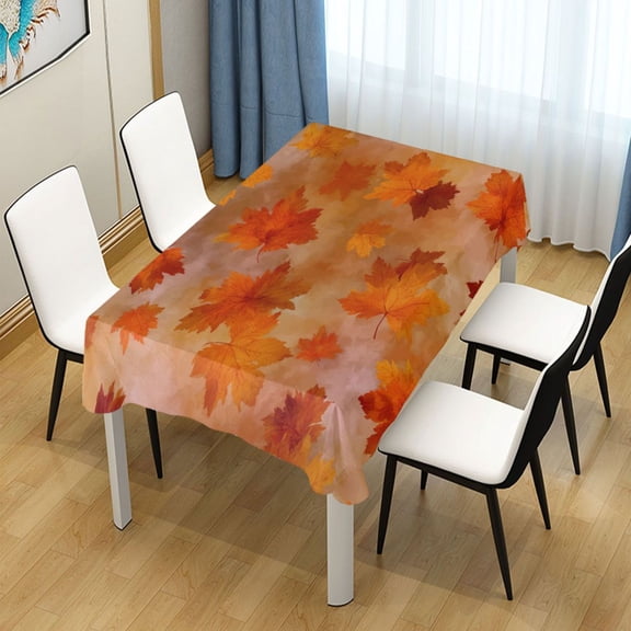 54x54 Inch Tablecloth Polyester Square Tablecloth for Home Kitchen Dinner Decor Orange and Brown Autumn Leaves
