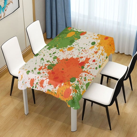 54x54 Inch Tablecloth Polyester Square Tablecloth for Home Kitchen Dinner Decor Paint Splatter Pattern