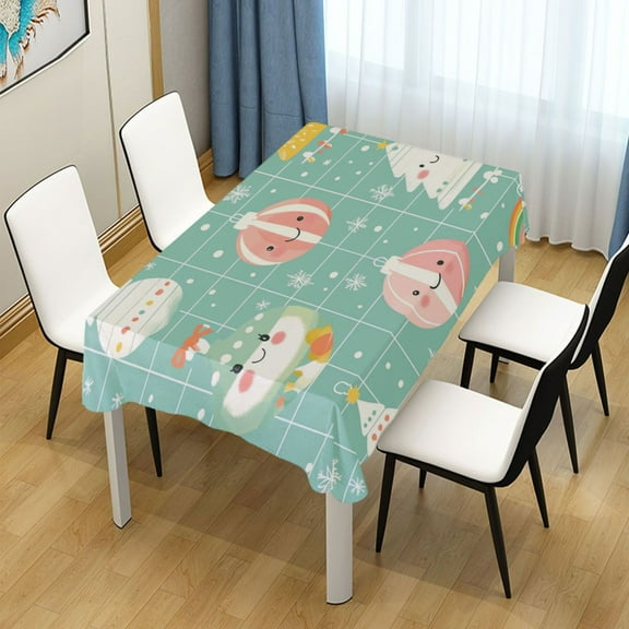 54x54 Inch Tablecloth Polyester Square Tablecloth for Home Kitchen Dinner Decor Pastel Green Color Christmas Ornaments