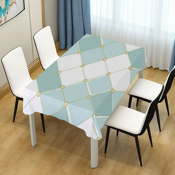 54x54 Inch Tablecloth Polyester Square Tablecloth for Home Kitchen Dinner Decor Pastel Teal Diamond Plaid