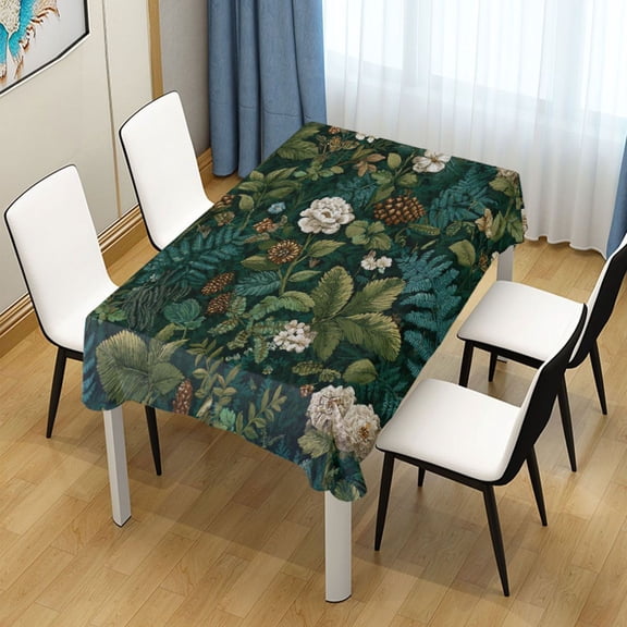 54x54 Inch Tablecloth Polyester Square Tablecloth for Home Kitchen Dinner Decor Pine Cones and Mossy Ferns
