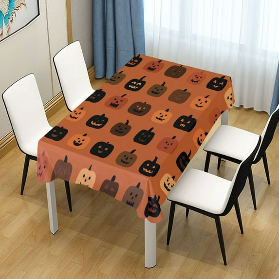 54x54 Inch Tablecloth Polyester Square Tablecloth for Home Kitchen Dinner Decor Pumpkin Funny Face Pattern