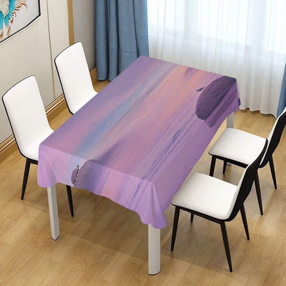 54x54 Inch Tablecloth Polyester Square Tablecloth for Home Kitchen Dinner Decor Purple Scene