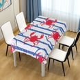 thumbnail image 1 of 54x54 Inch Tablecloth Polyester Square Tablecloth for Home Kitchen Dinner Decor Red Crabs and Blue Stripes, 1 of 9