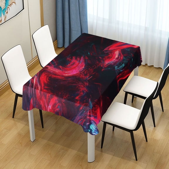 54x54 Inch Tablecloth Polyester Square Tablecloth for Home Kitchen Dinner Decor Red and Black Neon Lights Swirl