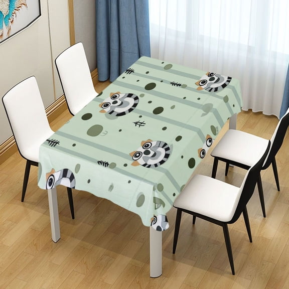 54x54 Inch Tablecloth Polyester Square Tablecloth for Home Kitchen Dinner Decor Rolled Lemur Pattern